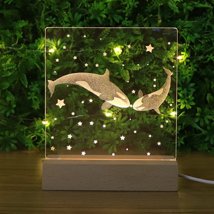 Akrylowa lampka LED 3D para wielorybów