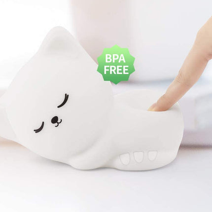 Silikonowa lampka nocna kotek z pilotem