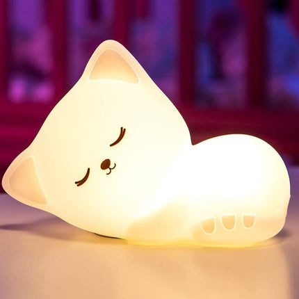 Silikonowa lampka nocna kotek z pilotem