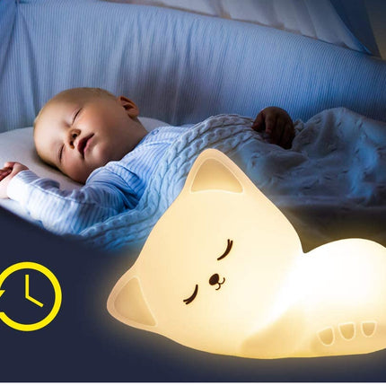 Silikonowa lampka nocna kotek z pilotem