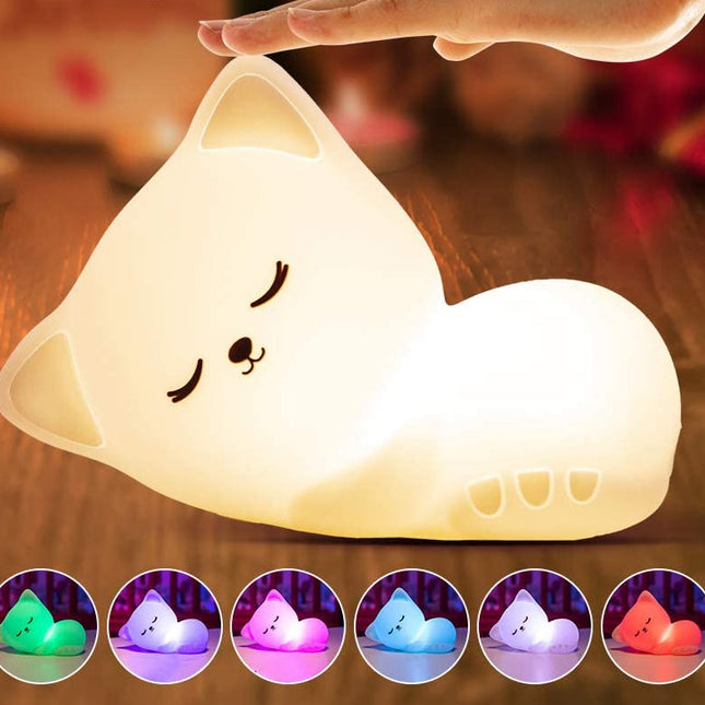 Silikonowa lampka nocna kotek z pilotem