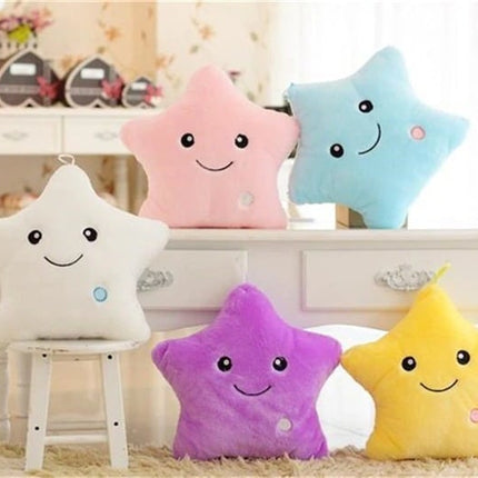 Biała pluszowa poduszka gwiazdka LED świecąca