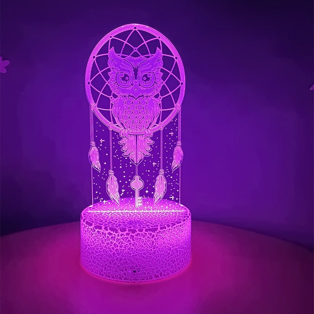Lampka nocna 3D sowa łapacz snów