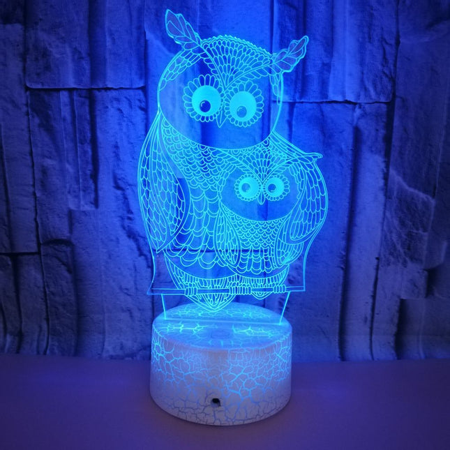 Lampka nocna 3D dekoracyjna sowa mama