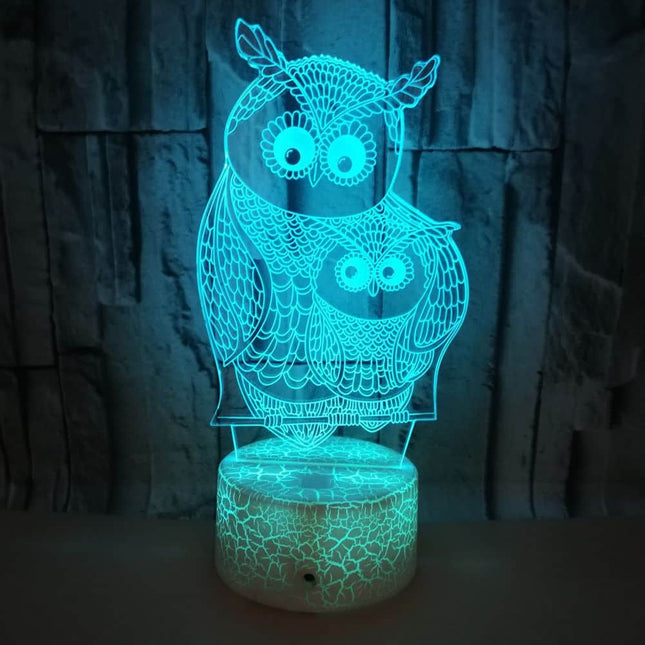 Lampka nocna 3D dekoracyjna sowa mama