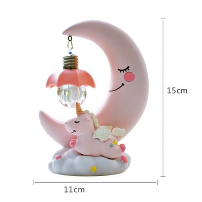 Lampka nocna księżyc z jednorożcem