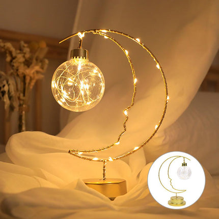 Złota lampka nocna LED w kształcie księżyca