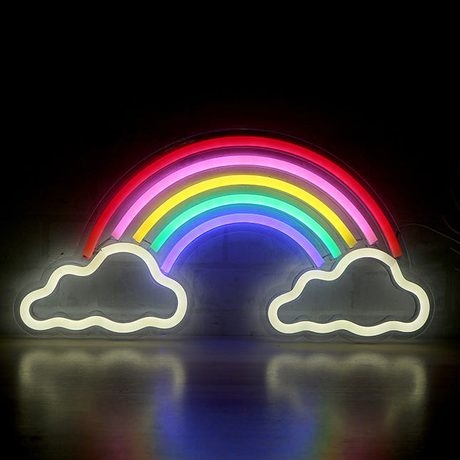 Neon LED na ścianę tęcza chmurki