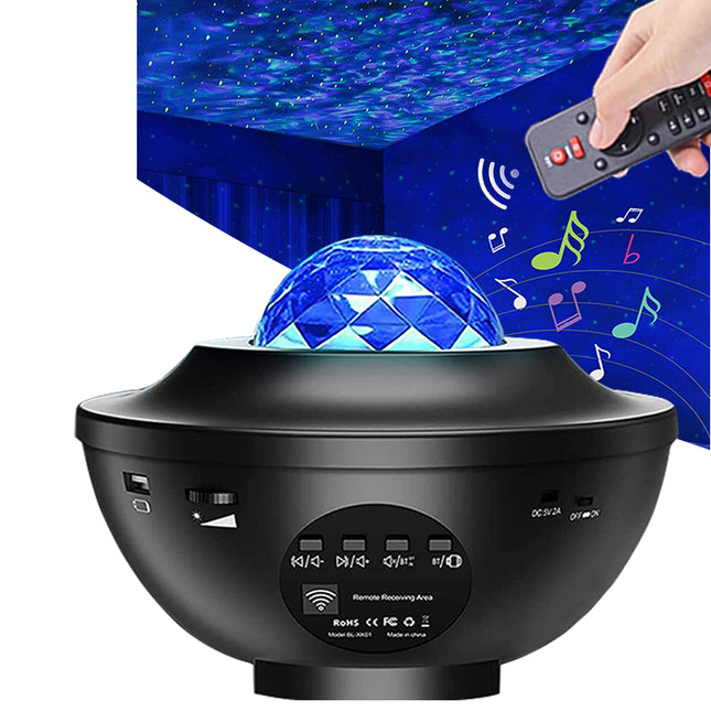 Muzyczna lampka nocna z projektorem fal oceanu