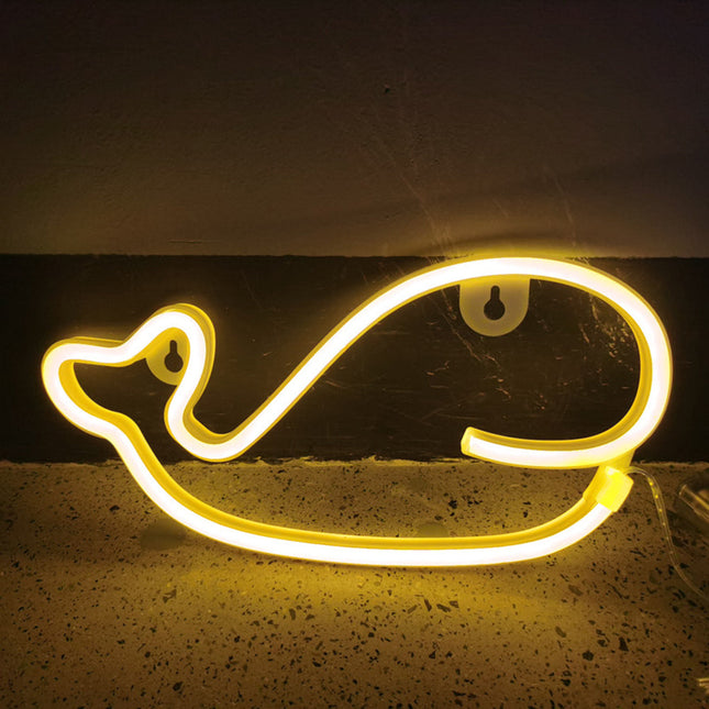 Neonowa lampka LED w kształcie wieloryba