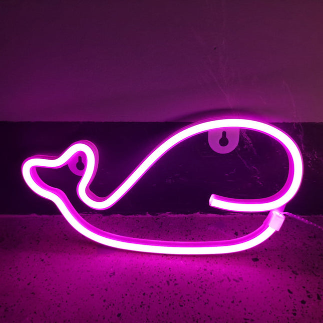 Neonowa lampka LED w kształcie wieloryba