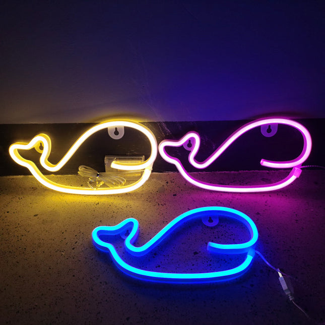 Neonowa lampka LED w kształcie wieloryba