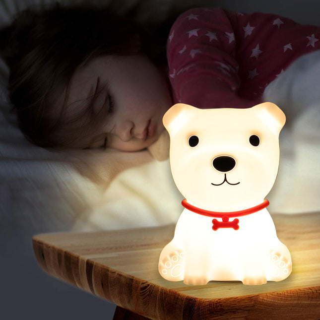Lampka nocna piesek z pilotem dla dziecka