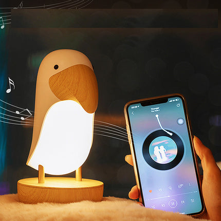 Drewniana lampka nocna ptak tukan LED