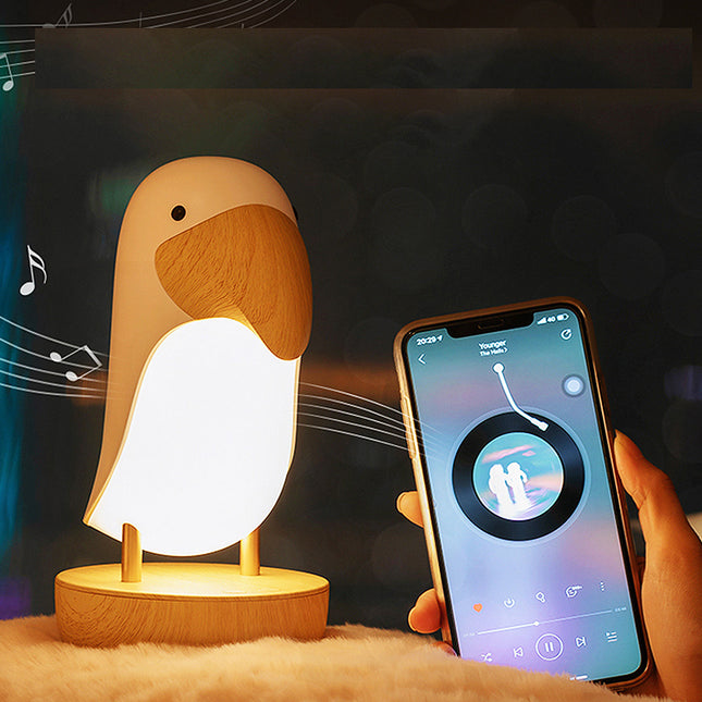 Drewniana lampka nocna ptak tukan LED