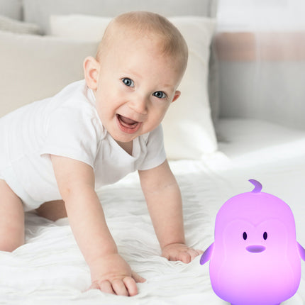 Silikonowa lampka nocna pingwin z pilotem