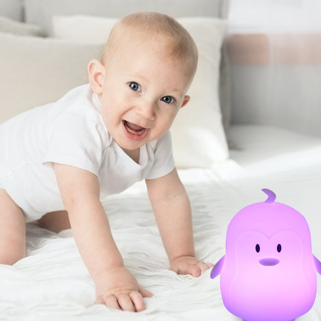 Silikonowa lampka nocna pingwin z pilotem