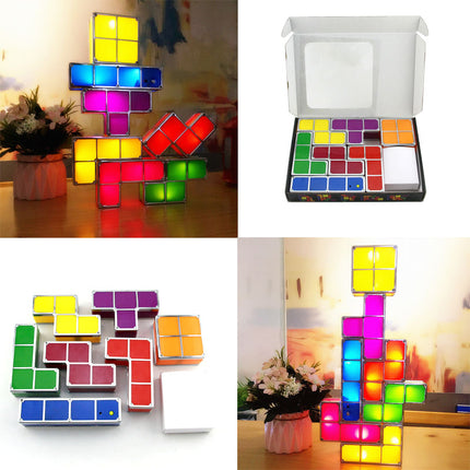 Kolorowa lampka nocna puzzle Tetris do składania