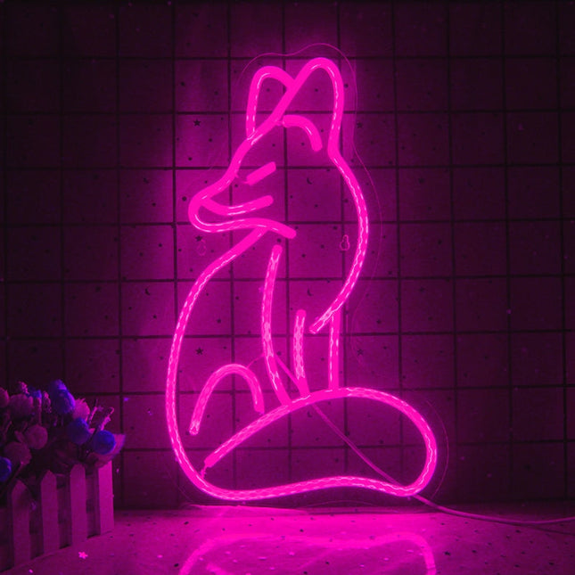 Neonowa dekoracja ścienna LED w kształcie lisa