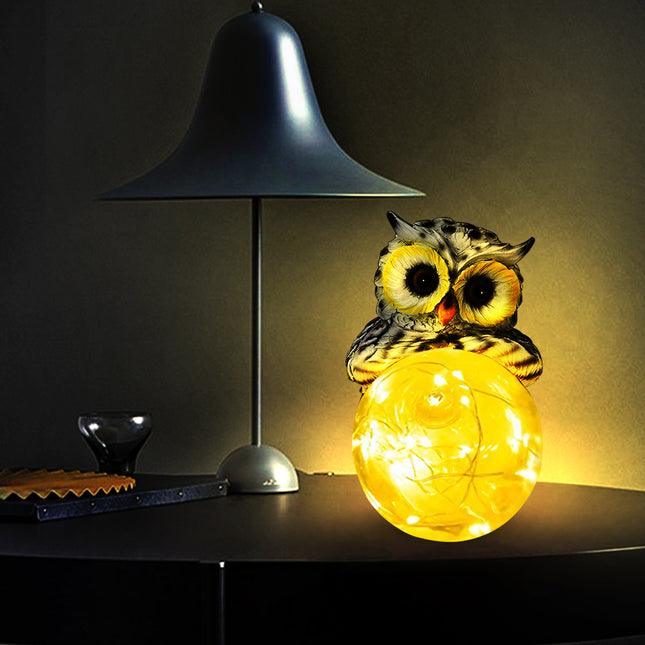 Solarna lampa ogrodowa LED kula z sową