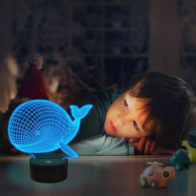 Lampka nocna 3D LED z wielorybem