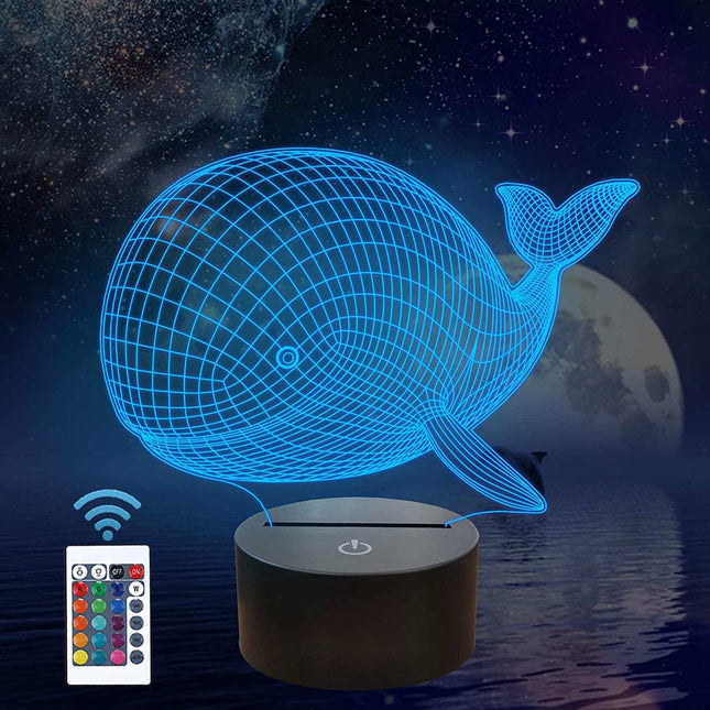 Lampka nocna 3D LED z wielorybem