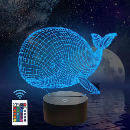 Lampka nocna 3D LED z wielorybem